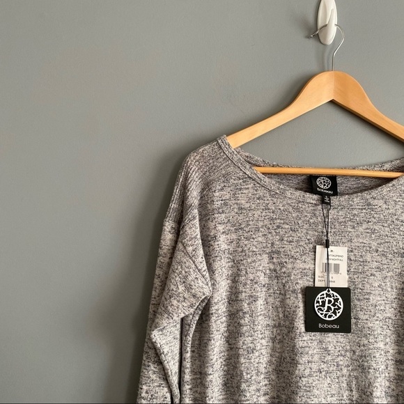 Bobeau Gray Long Sleeves Heather Layered Knit Side Slit Pullover Sweater Size S - Picture 5 of 11